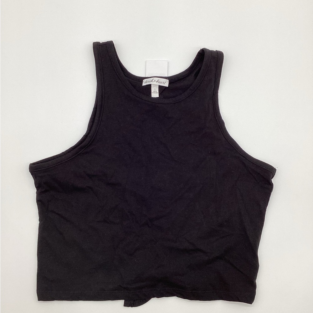 Derek Heart Black Cropped Open Back Tank NWT